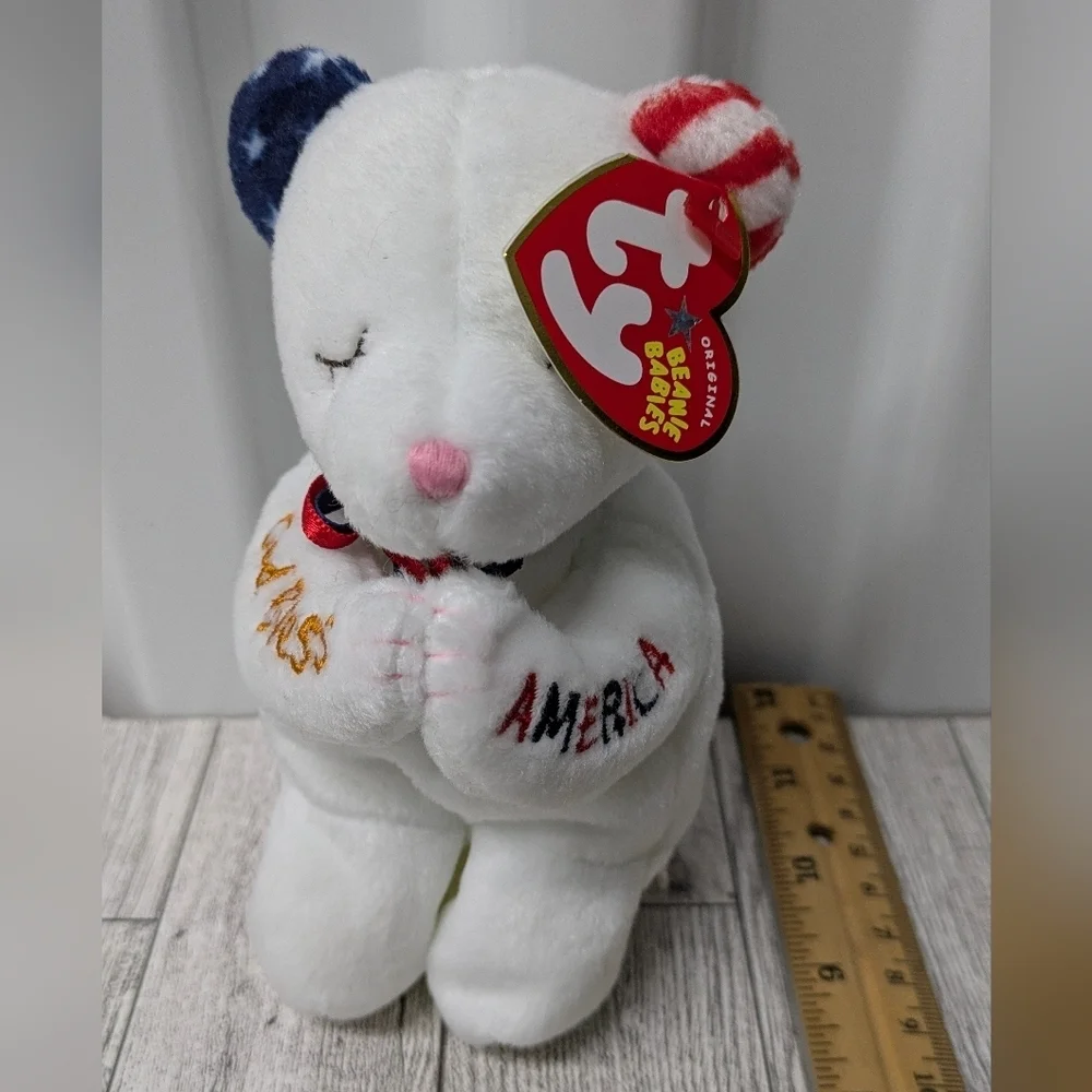 Ty American Blessing Plush Bear with Patriotic Colors